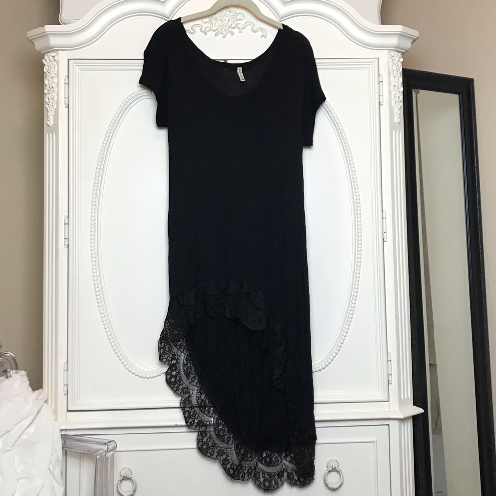 LF Long Lace Trim Gothic Tee Shirt Dress